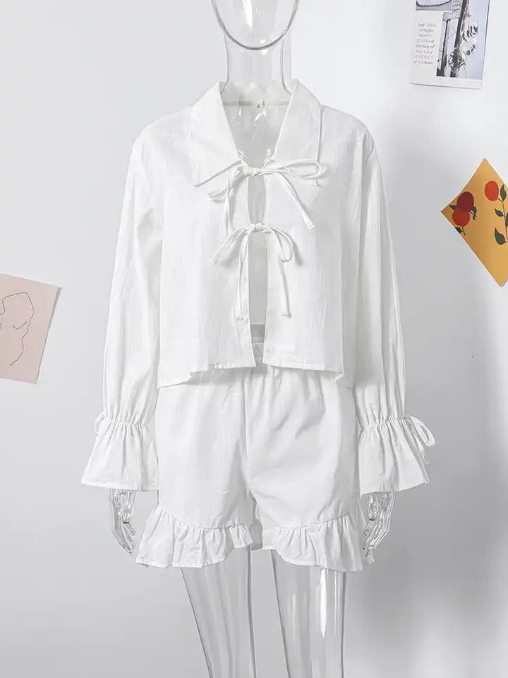 Ruffled Shorts and Casual Top Set