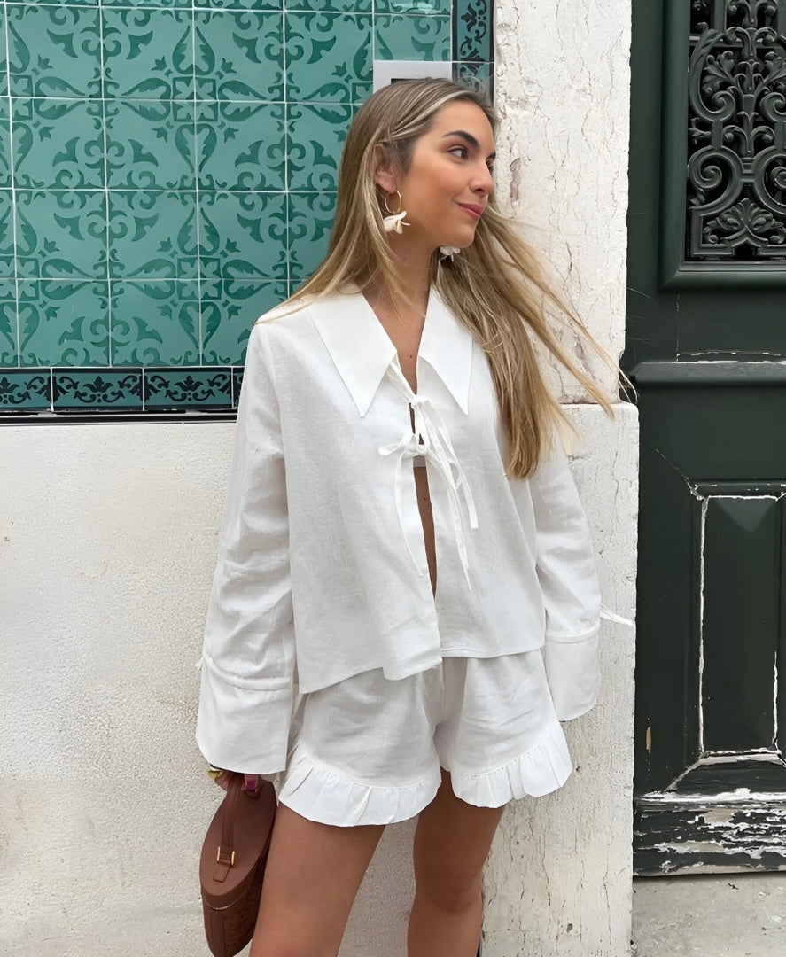 Ruffled Shorts and Casual Top Set